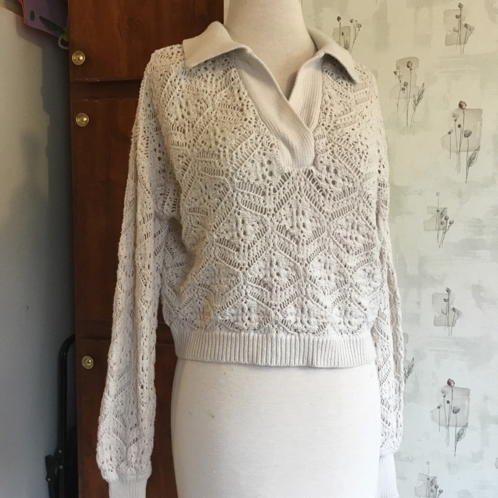 Freshman 1996, collared open knit shirt, Size S